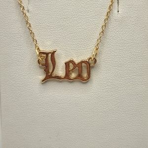 Goldtone Leo Script Zodiac Sign Necklace
